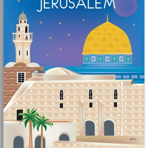 Art de Jérusalem, impression verticale de Jérusalem, toile de Jérusalem, affiche de Jérusalem, cadeau d'art de voyage de Jérusalem, mosquée Al-Aqsa de Jérusalem - E8-O-JERU image 4