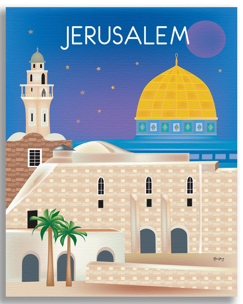 Art de Jérusalem, impression verticale de Jérusalem, toile de Jérusalem, affiche de Jérusalem, cadeau d'art de voyage de Jérusalem, mosquée Al-Aqsa de Jérusalem - E8-O-JERU image 4