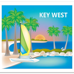 Key West Skyline Print, Key West Wall Art, Key West, Florida Travel Print, Key West Baby Art, Key West art souvenir, Keys style E8-O-KEY image 3