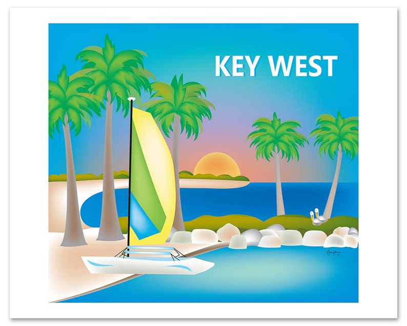 Key West Skyline Print, Key West Wall Art, Key West, Florida Travel Print, Key West Baby Art, Key West art souvenir, Keys style E8-O-KEY image 3