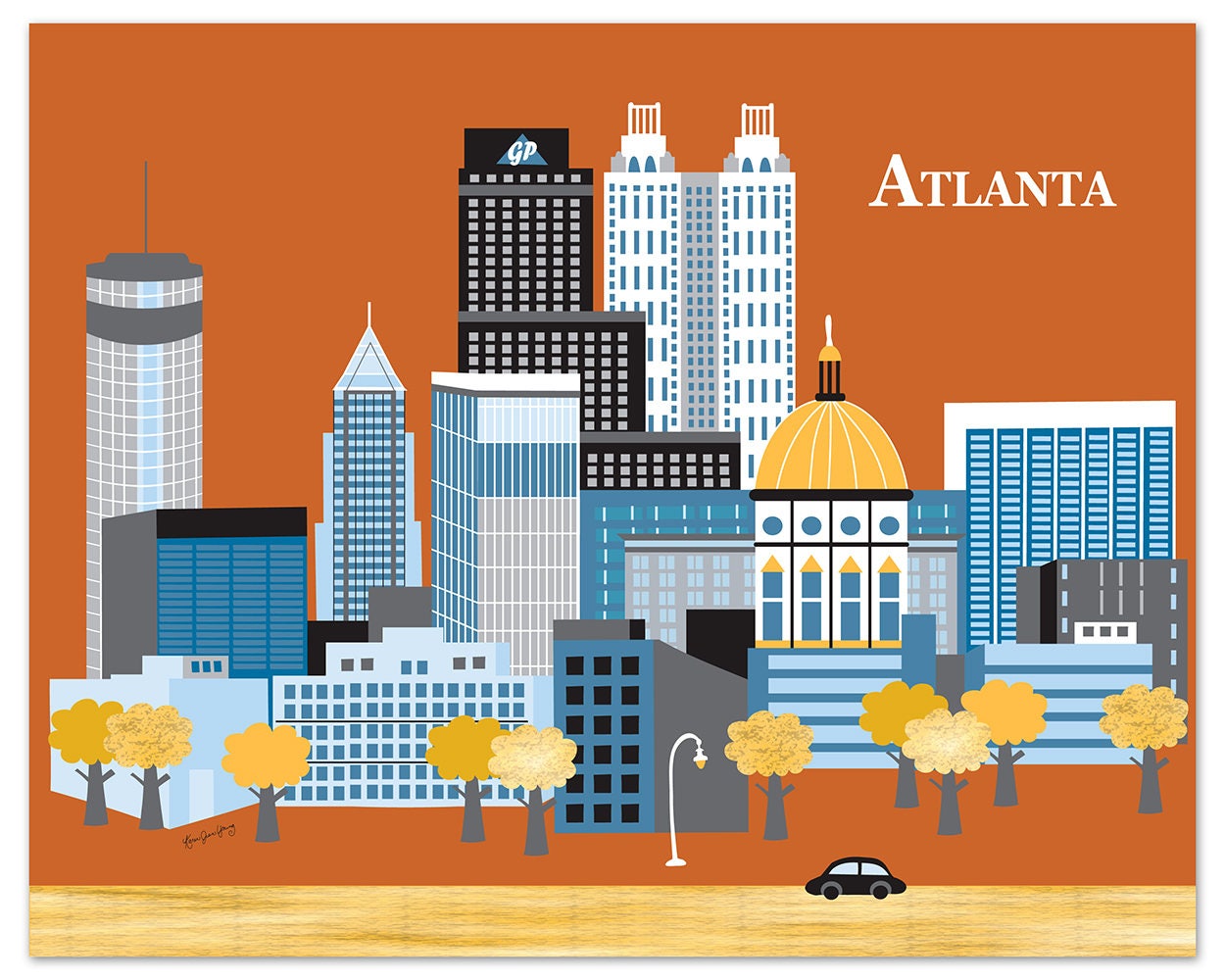 Georgia bulldog gifts Atlanta map art Atlanta realtor gift Atlanta skyline print state of Georgia housewarming gifts Atlanta art