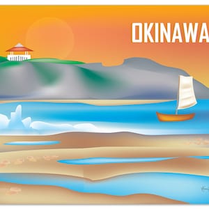 Okinawa Art Print, Okinawa wall art, Okinawa Japan, Okinawa poster, Japanese travel art, Okinawa skyline, Cape Hedo Art Print - E8-O-OKI