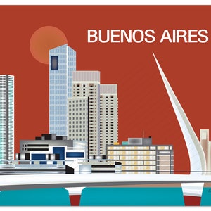 Buenos Aires Print, Argentina Art, Buenos Aires art, Buenos Aires Argentina, Buenos Aires, style orange E8-O-BUE-O