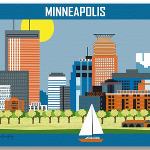 Minneapolis Skyline, Minneapolis Print, Minneapolis Poster, Loose Petals Horizontal Minneapolis MN City Art Print style E8-O-MINB image 4
