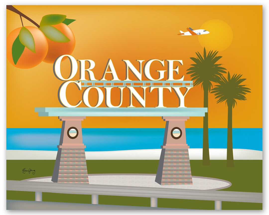 Orange County Skyline Print, Orange County California Art, Orange
