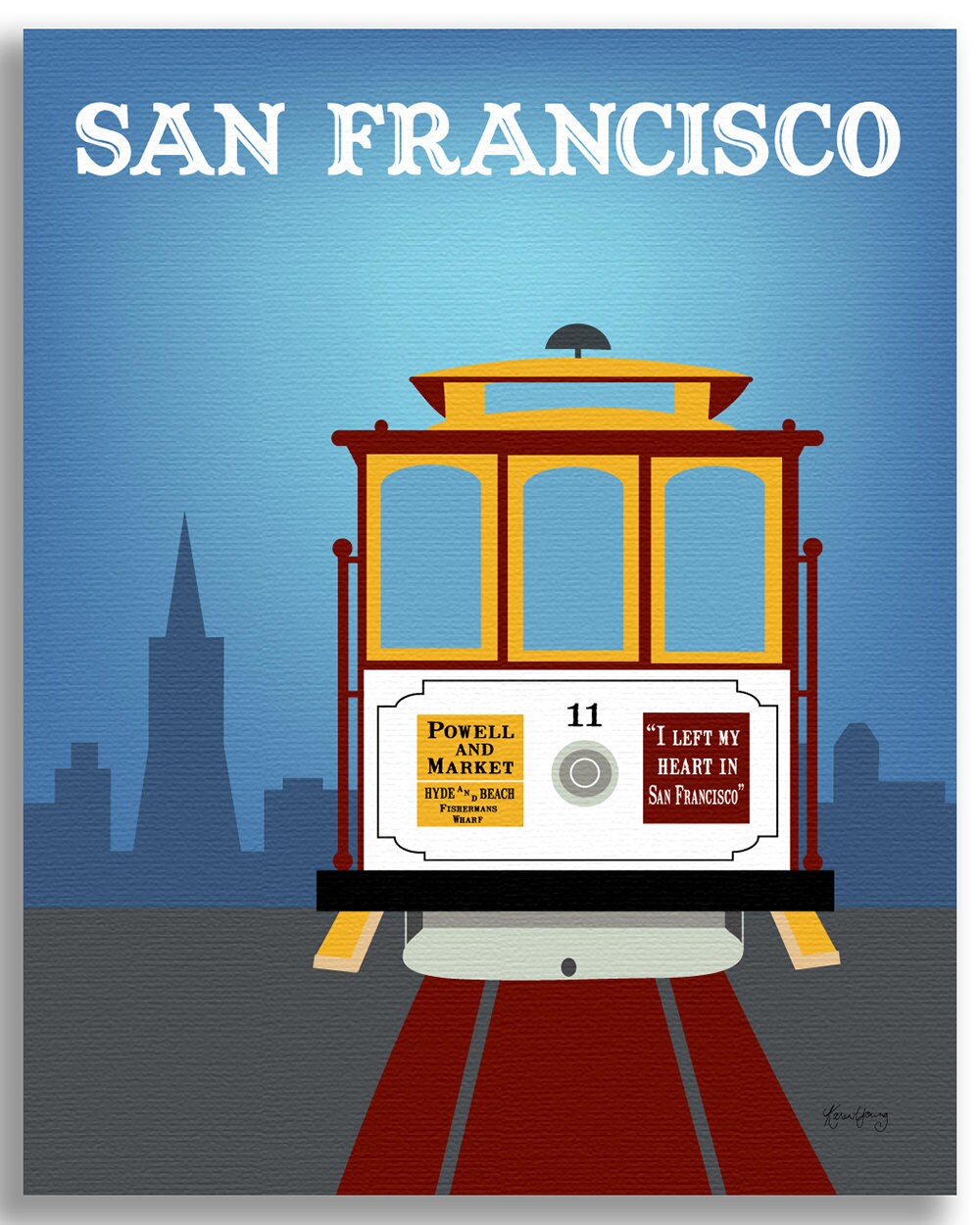 San Francisco Print, Cable Car Wall Art, San Francisco Travel Art Print, SF  California Poster, Loose Petals City Art Print Style E8-O-SF7 - Etsy