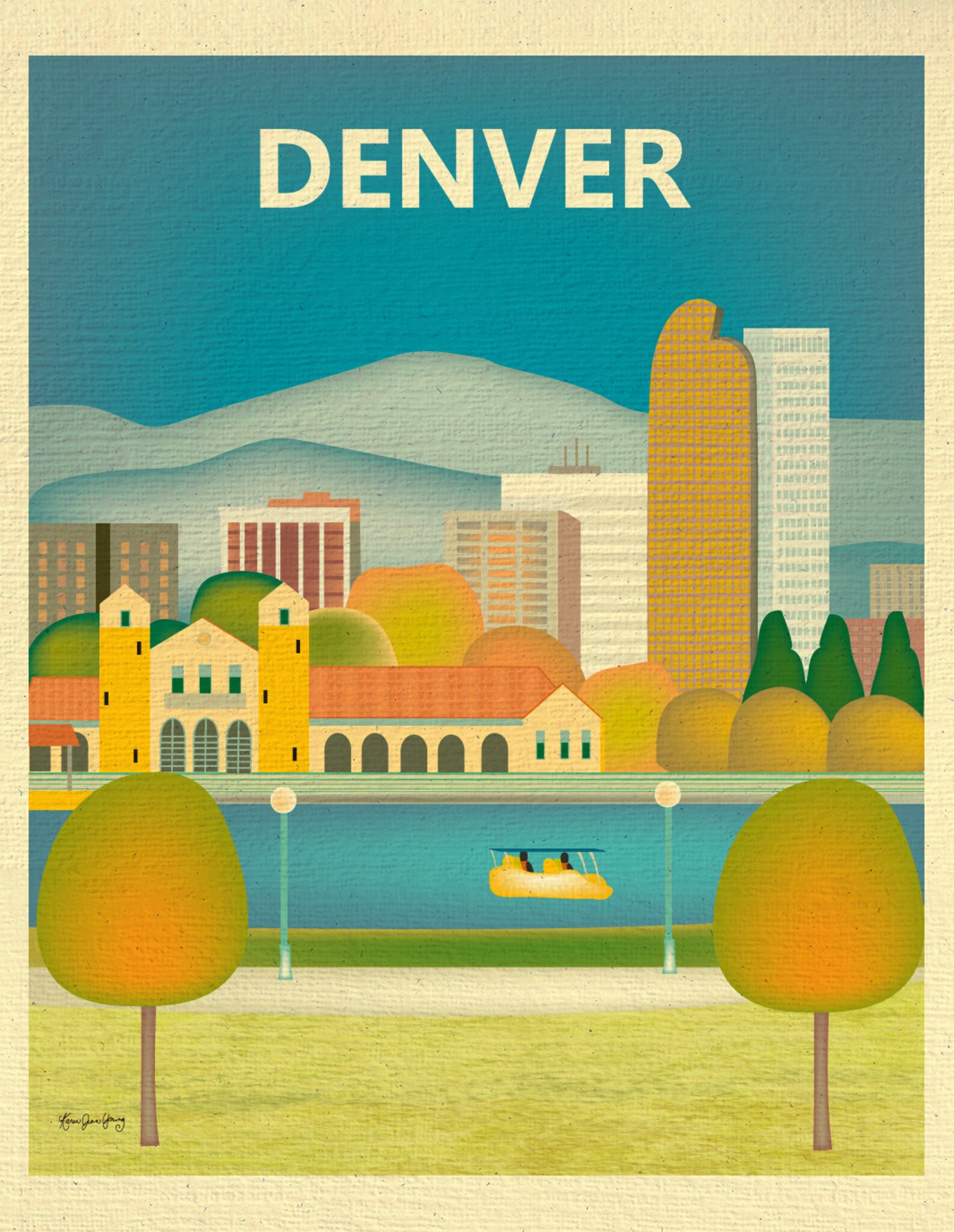 Denver art print denver skyline denver poster colorado Etsy