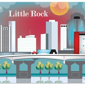 Little Rock, Arkansas Skyline, Little Rock Druck, Arkansas Druck, Little Rock Kunstwerk, Little Rock Geschenk, Kunst mit losen Blütenblättern – Stil E8-O-LR