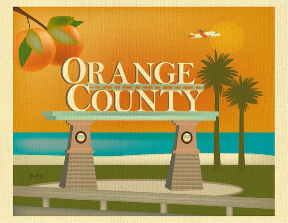 Orange County Skyline Print, Orange County California Art, Orange