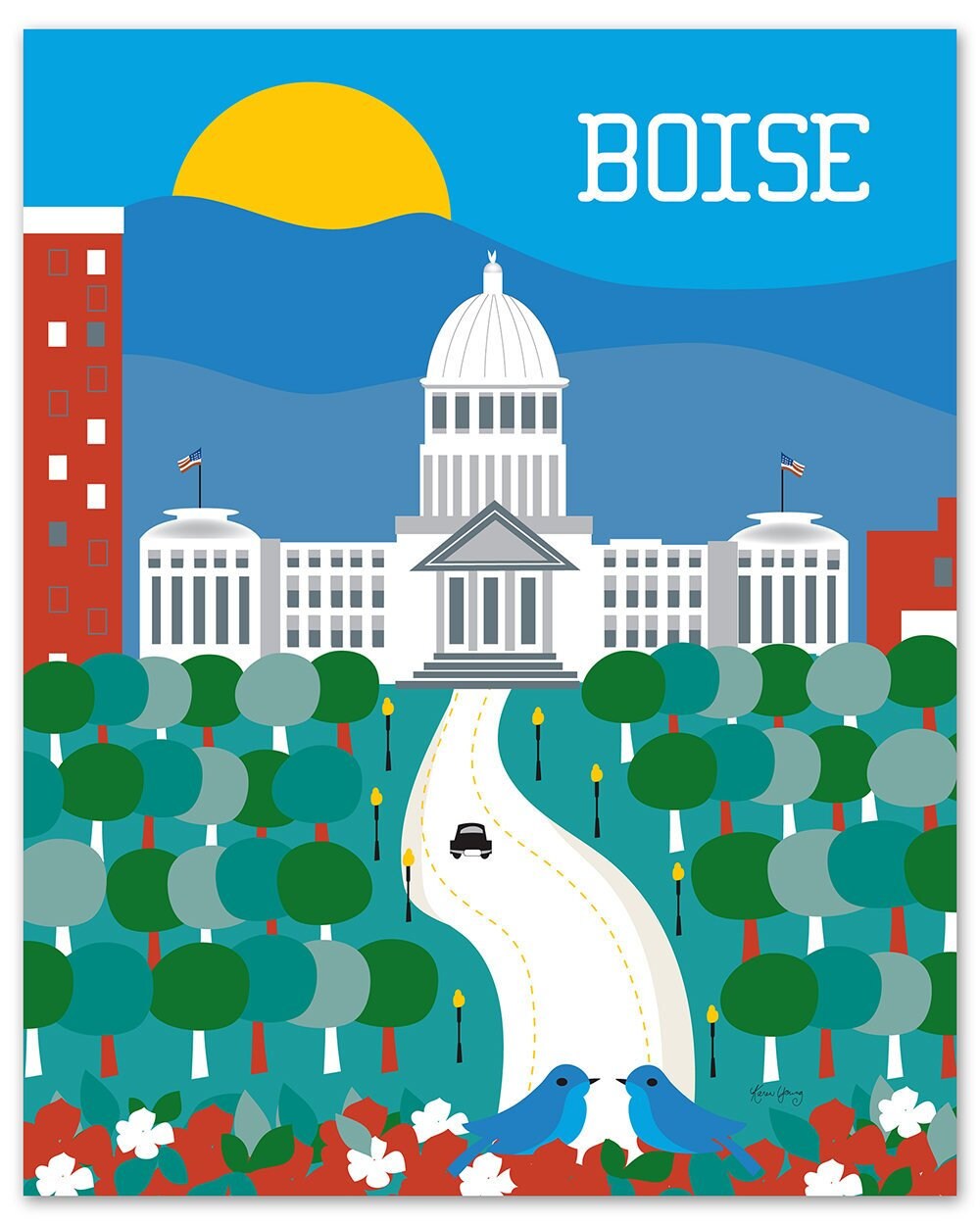 Boise Idaho Skyline Print Boise Wall Art Vertical Boise