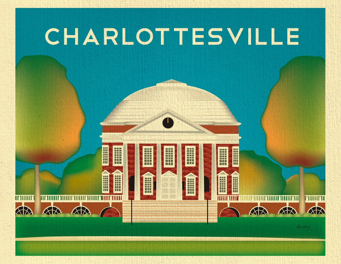 Charlottesville Poster University of Virginia Print U of V Etsy