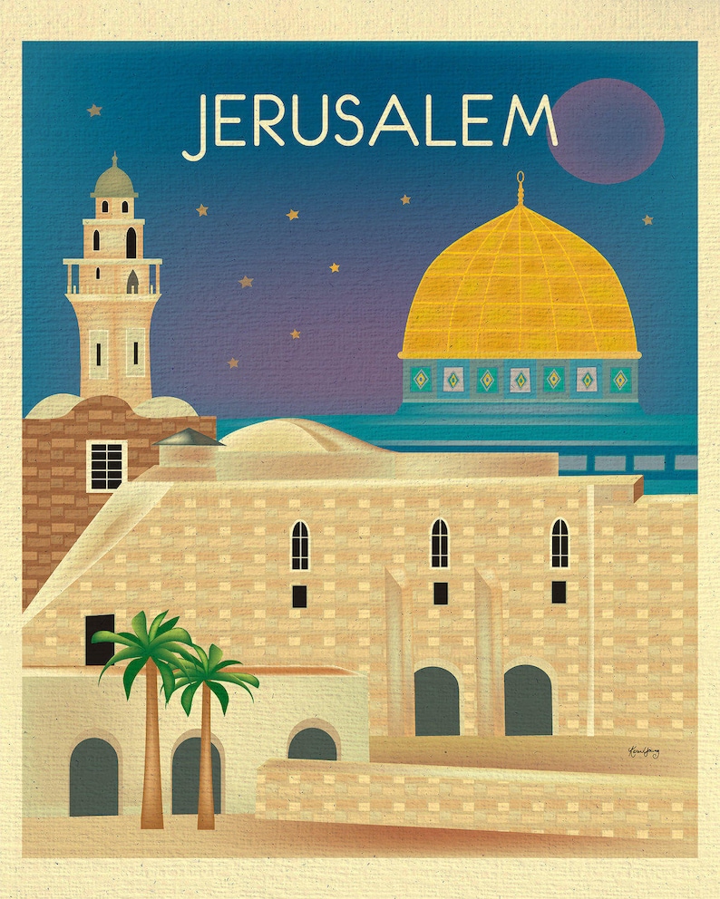 Art de Jérusalem, impression verticale de Jérusalem, toile de Jérusalem, affiche de Jérusalem, cadeau d'art de voyage de Jérusalem, mosquée Al-Aqsa de Jérusalem - E8-O-JERU image 2