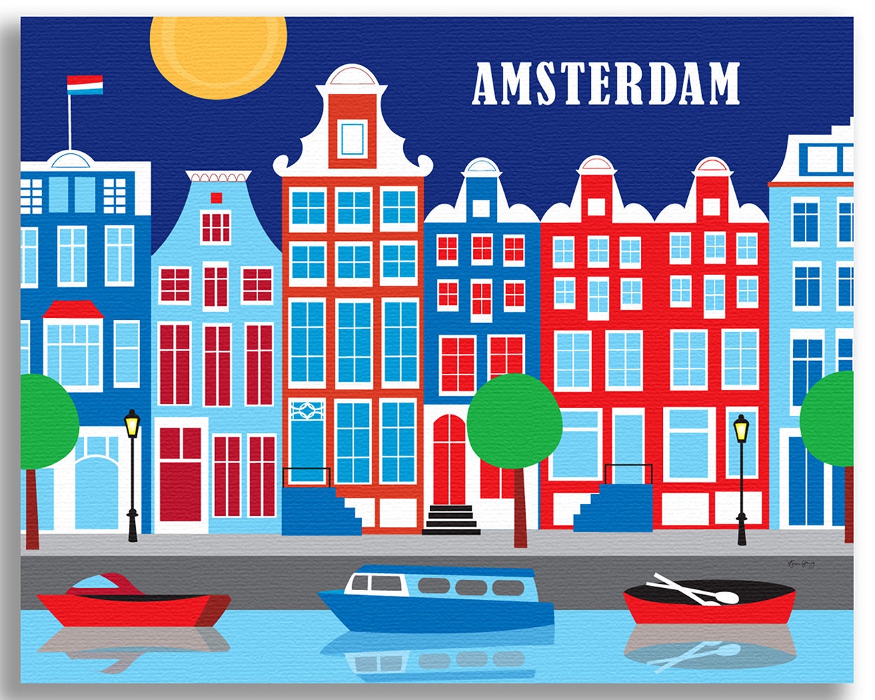 Etsy Art, Amsterdam Poster, Amsterdam Art Dutch Style Print Print, Holland Amsterdam Retro Holland Print, - E8-O-AMS Art, Wall Travel Amsterdam