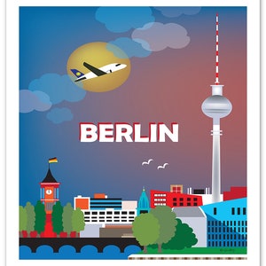 Berlin Vertical Skyline Art, Berlin Poster, Berlin city, Germany Travel Poster, Berlin Wall Decor, Loose Petals City Art Print E8-O-BER image 3