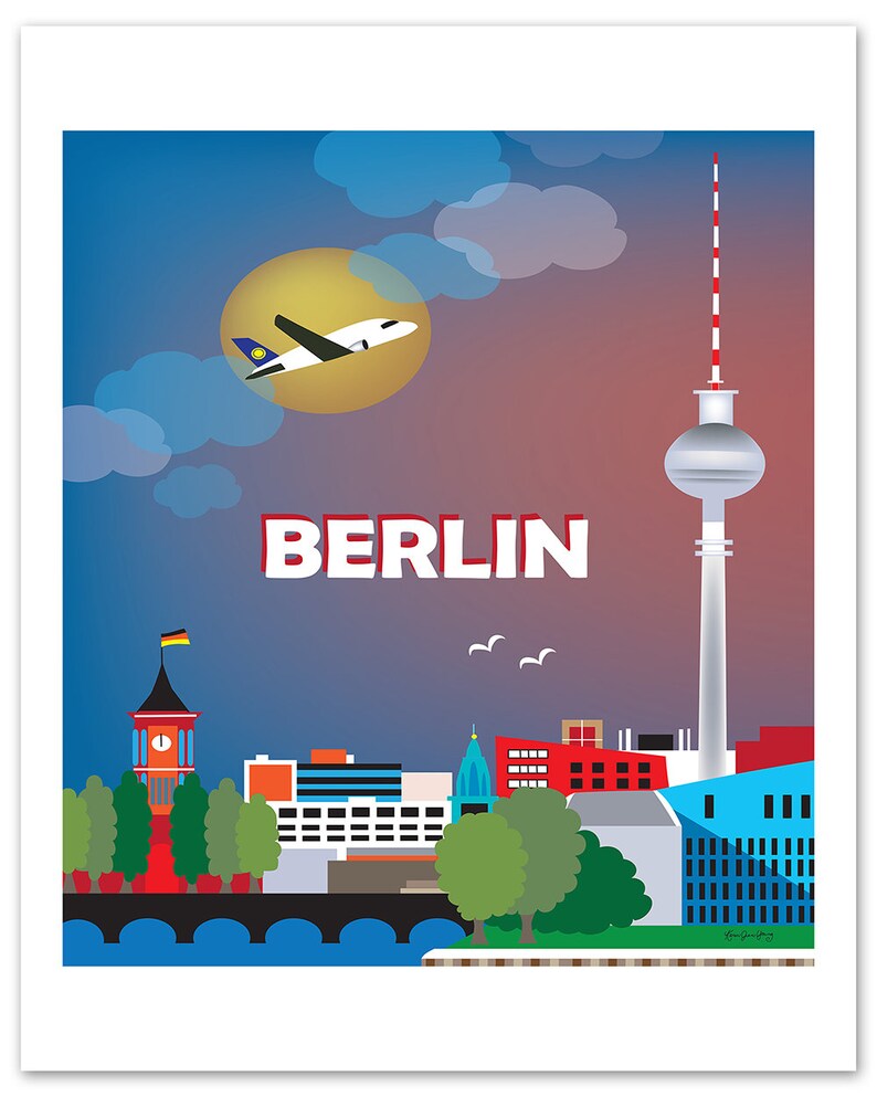 Berlin Vertical Skyline Art, Berlin Poster, Berlin city, Germany Travel Poster, Berlin Wall Decor, Loose Petals City Art Print E8-O-BER image 3