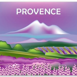 Provence Skyline Print, Provence France art, Provence Print, Alps, Provence poster, Provence Art, French Provence Print, style E8-O-PRO-FR