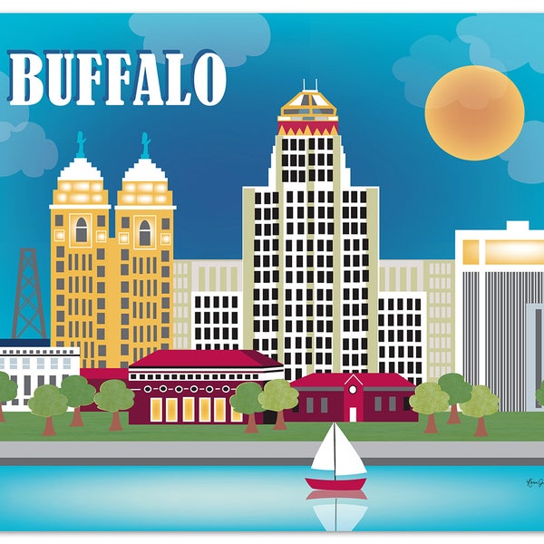 Buffalo NY Print, Buffalo  Skyline, Buffalo ny artwork, Buffalo New York Print, Buffalo NY Poster, Buffalo ny art, Loose Petals - E8-O-BUF