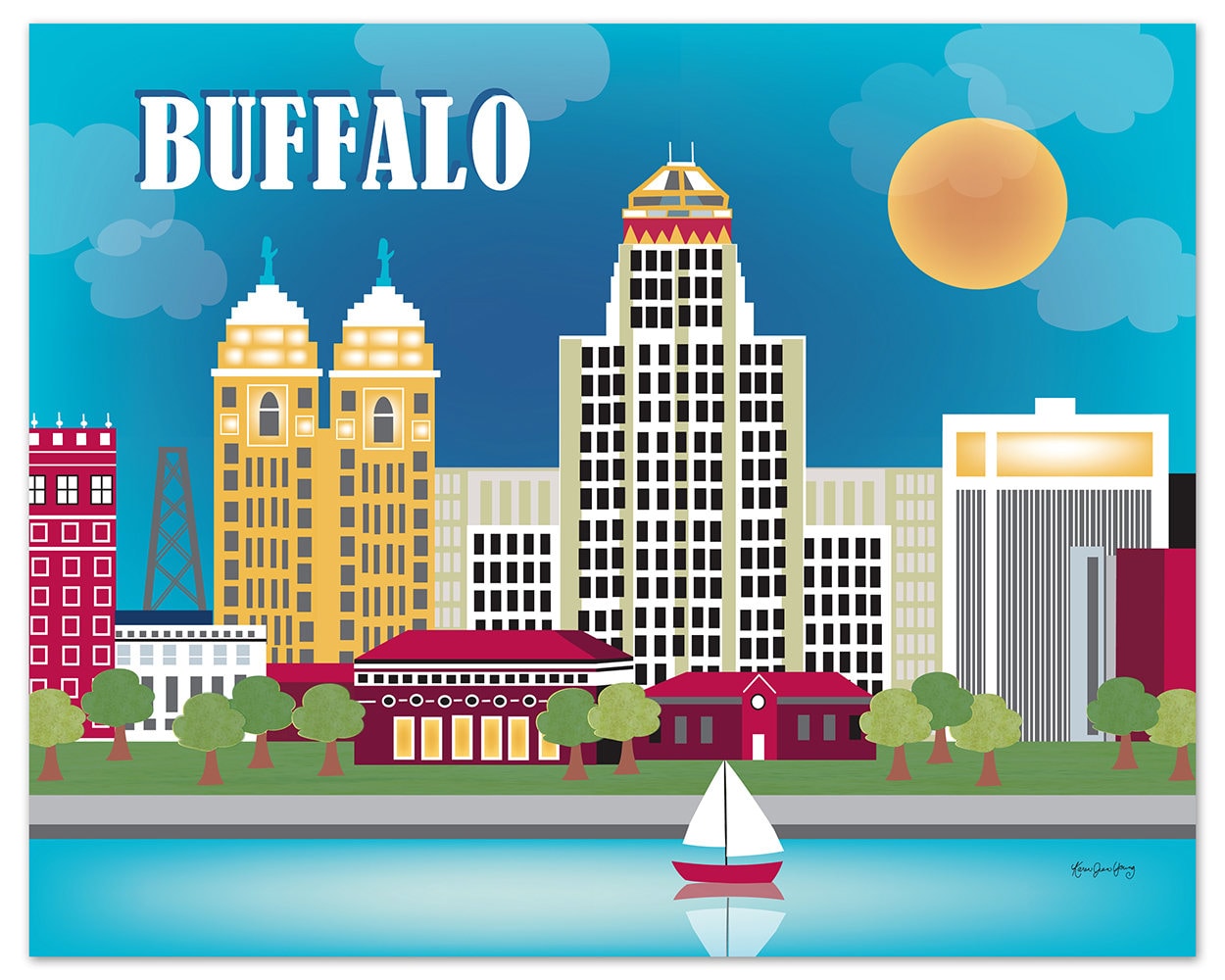 NY Print Buffalo Skyline Buffalo Ny Artwork Buffalo | Etsy