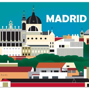 Madrid Skyline art Print, Madrid artwork, Madrid wall art, Madrid horizontal, Madrid Spain gift, Spanish decor, Spain print, style E8-O-MAD