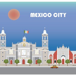 Mexico City Print, Mexico City Skyline Art, Mexico City Horizontal, Mexican Wall Art, Zocalo Mexico City Travelers Art Gift - style E8-O-MEX