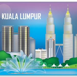 Kuala Lumpur skyline art print,  Malaysia poster, Petronas Tower,  Kuala Lumpur Malaysia poster, kuala lumpur gift E8-O-KUA