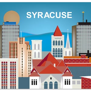 Syracuse Ny Skyline Print, Syracuse Wall Art, Syracuse New York Print Gift, Upstate New York Print, Syracuse Office Art - style E8-O-SYR