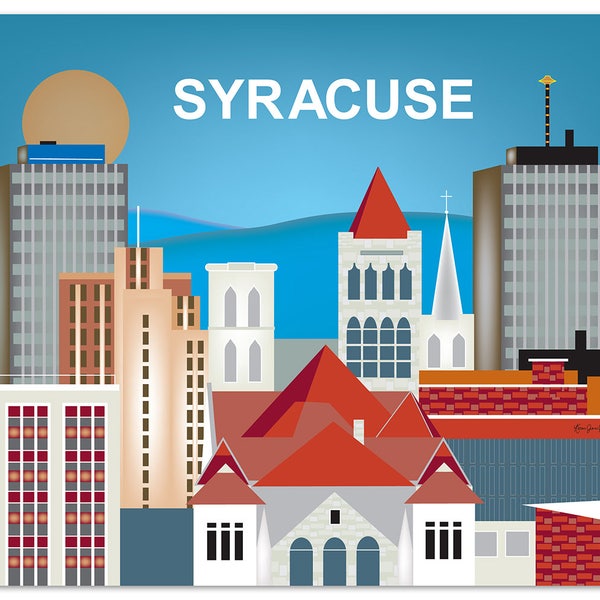 Syracuse Ny Skyline Print, Syracuse Wall Art, Syracuse New York Print Gift, Upstate New York Print, Syracuse Office Art - style E8-O-SYR