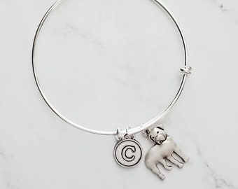 Rottweiler Bracelet - adjustable bangle double loop pet dog charm - personalized letter initial monogram - handmade Rottie puppy jewelry