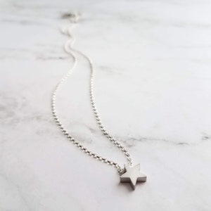 Silver Star Necklace .925 sterling silver rolo chain / simple minimalist matte rhodium brass small charm pendant Baby I'm a STAR image 2