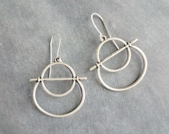 Silver Circle Earrings, oxidized silver earrings, pewter earrings, antique silver earrings, silver boho earrings, rustic silver earrings
