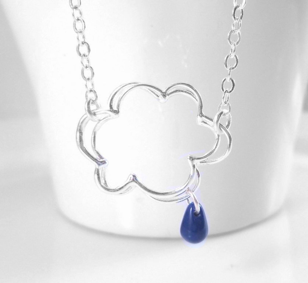 Raindrop Cloud Necklace Silver Cloud Necklace Weather - Etsy