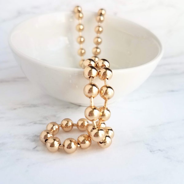 Large Gold Ball Chain, 6mm ball chain, big gold ball chain, large bead chain, ball chain necklace, thick gold chain, gold punk necklace