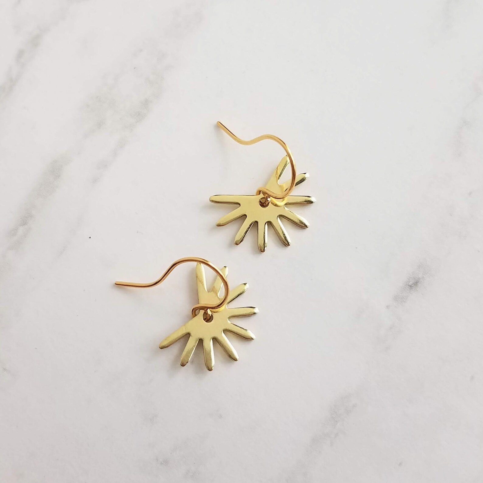 Small Gold Sun Earrings Sun Ray Earring Sunshine Earring Etsy UK
