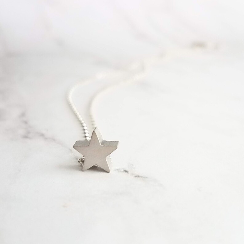 Silver Star Necklace .925 sterling silver rolo chain / simple minimalist matte rhodium brass small charm pendant Baby I'm a STAR image 8