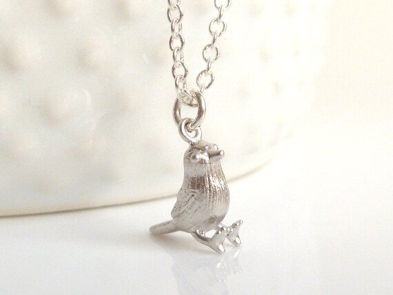 シルバーバードネックレス、小さな鳥のチャーム、ひよこのネックレス