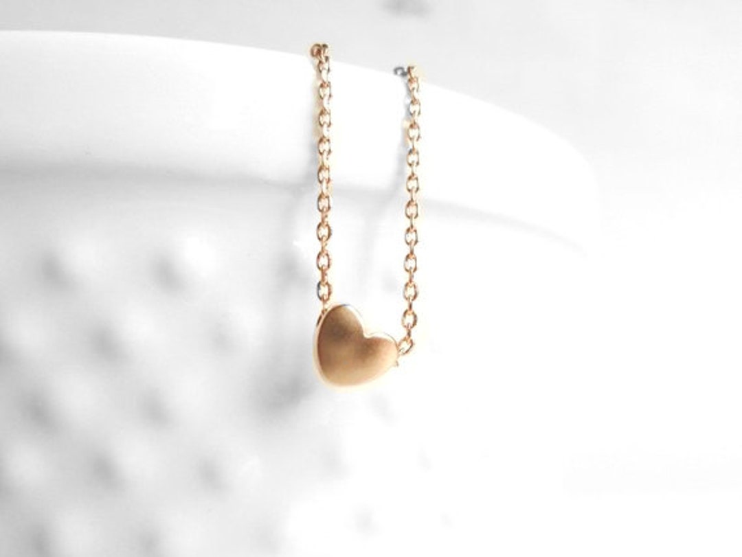 Rose Gold Heart Necklace Tiny Heart Necklace, Little Heart Necklace, Small Heart Necklace, Matte
