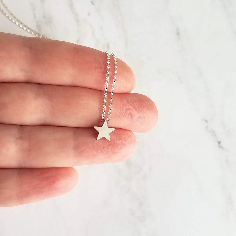 Silver Star Necklace .925 sterling silver rolo chain / simple minimalist matte rhodium brass small charm pendant Baby I'm a STAR image 3