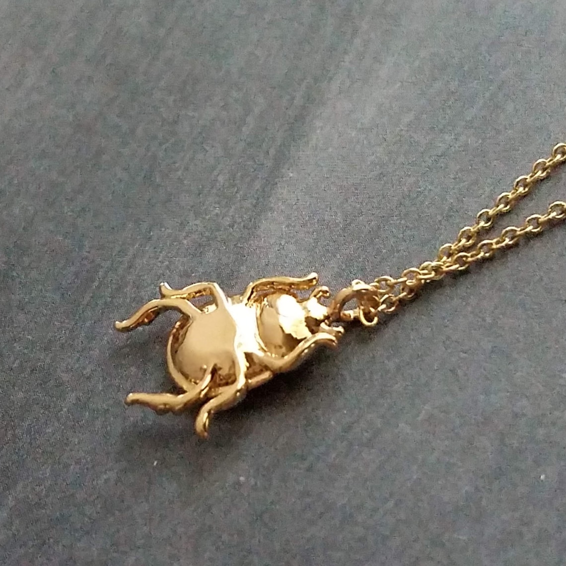 Chain Set Insect Little Gold Bug Necklace, Small Beetle Pendant, Thin Delicate 18 in ...
