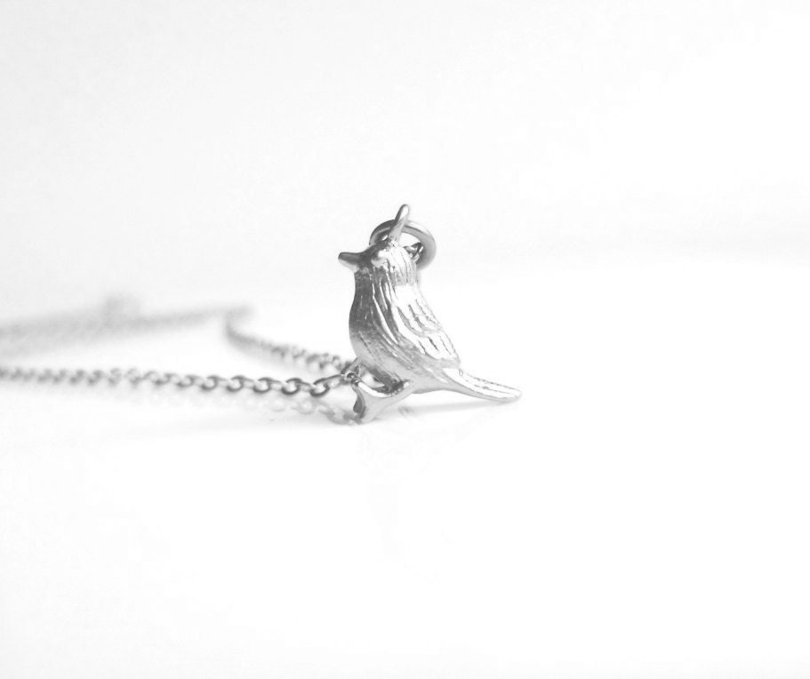 シルバーバードネックレス、小さな鳥のチャーム、ひよこのネックレス