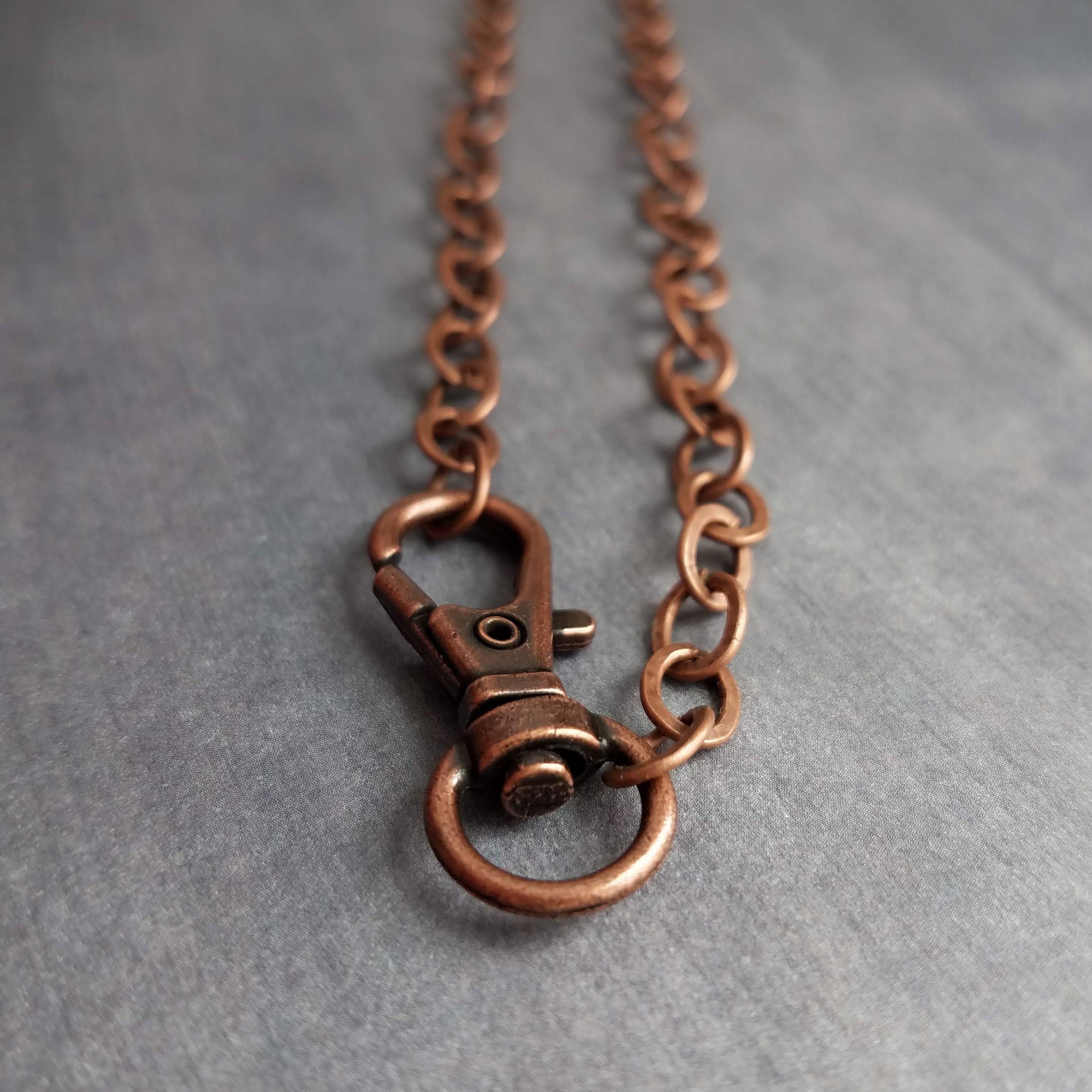 Large Copper Chain Necklace, big clasp necklace, front clasp chain