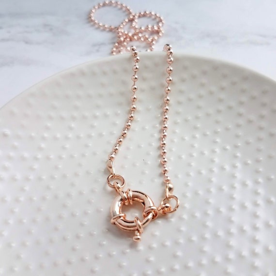 Large Copper Chain Necklace, big clasp necklace, front clasp chain