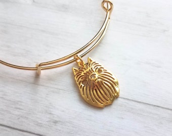 Brussels Griffon Bracelet, gold wire bangle, dog bracelet, Brussels Griffon gift, monkey face dog, griff bracelet, pet jewelry, charm