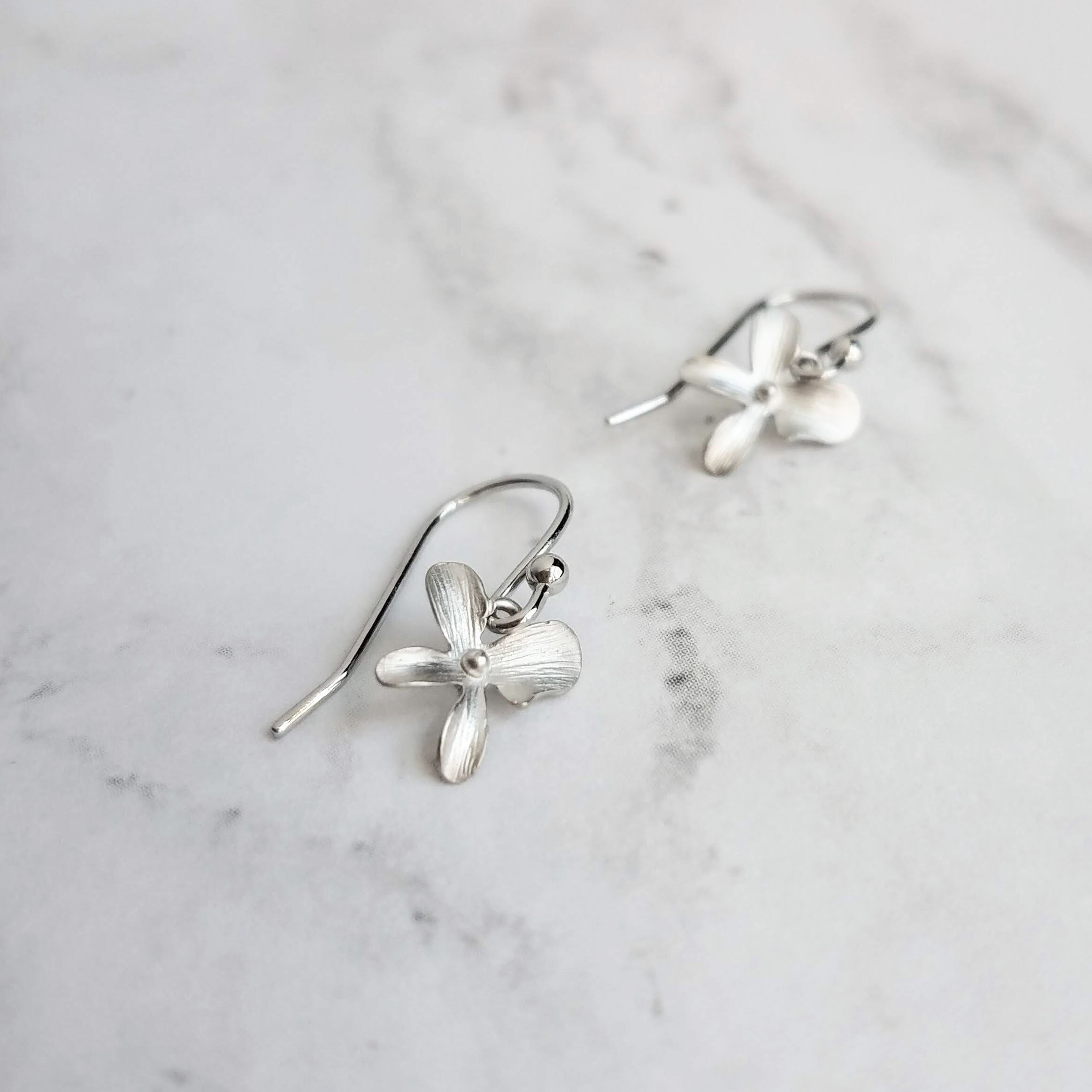 Orchid Earrings silver orchid earring small orchid earring Etsy