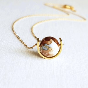 Eclipse Necklace, small glass bead necklace, semicircle necklace, watercolor necklace, glass ball necklace, delicate gold chain, mottled