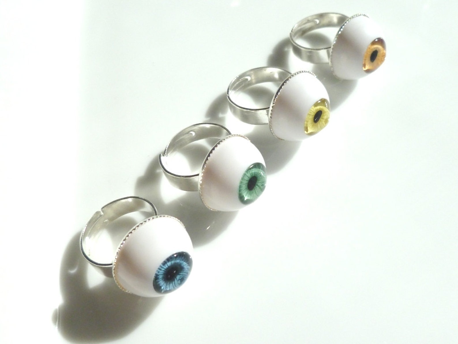 Eye Ring Adjustable Bronze Band With 3D Eyeball in Blue Etsy