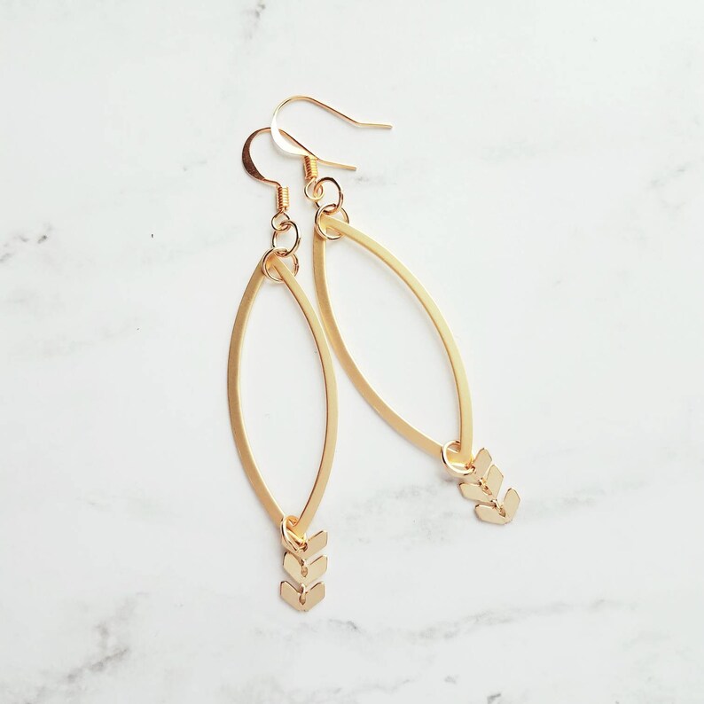 Gold Oval Earring marquise ellipse pointed end oval shape Etsy