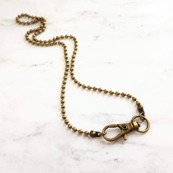 Antique Brass Ball Chain, bronze ball chain, large front clasp necklace,  bronze chain, sailor clasp, antique gold chain, beaded necklace