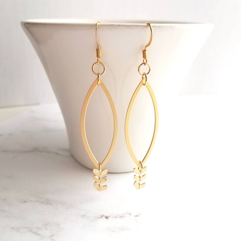 Gold Oval Earring marquise ellipse pointed end oval shape Etsy