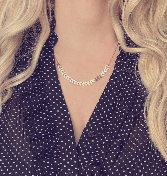 Rose Gold Necklace Herringbone Necklace 