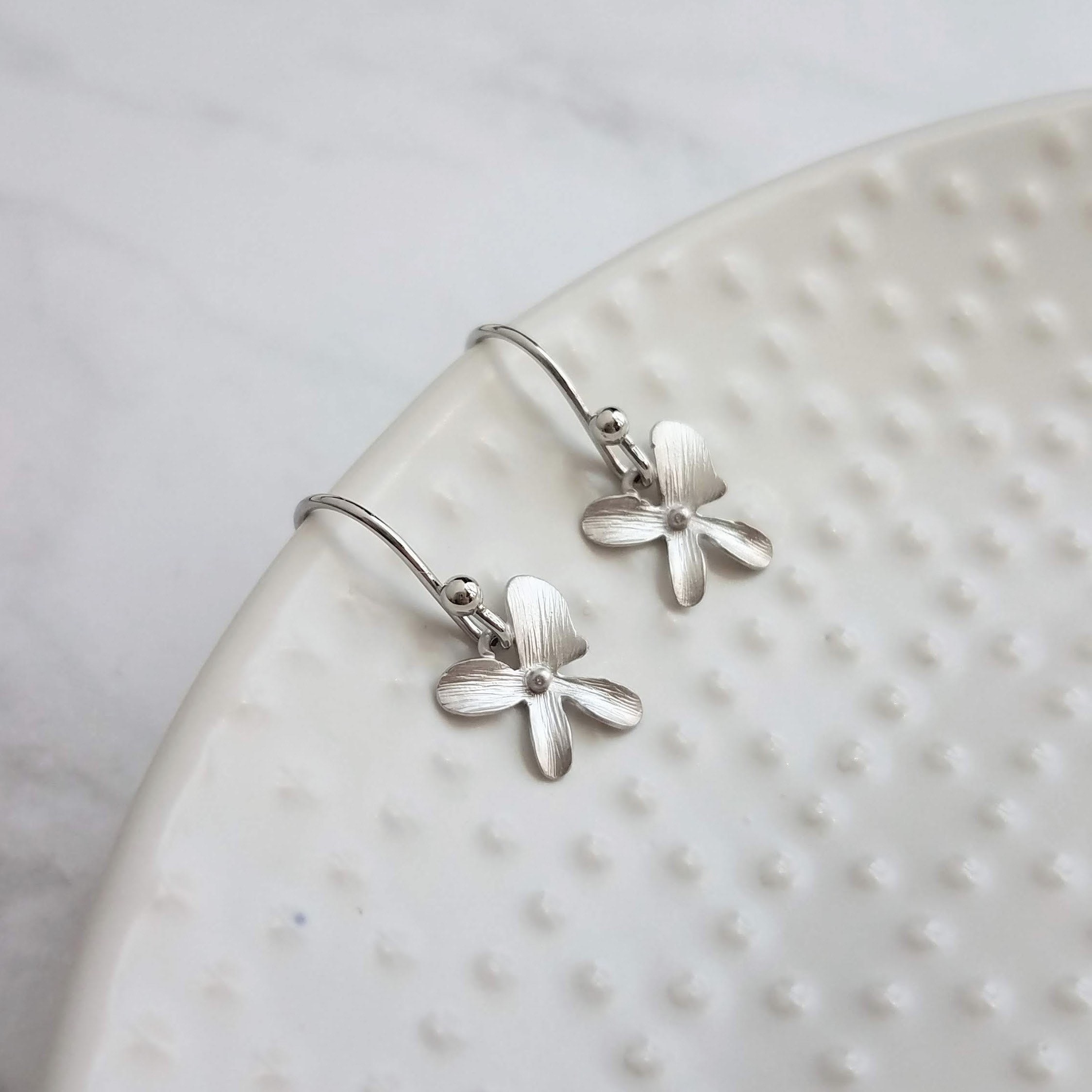 Orchid Earrings silver orchid earring small orchid earring Etsy